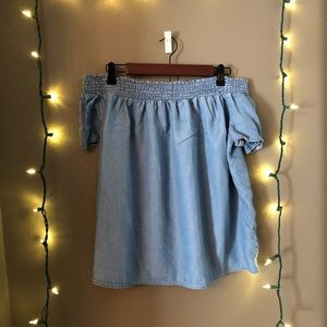 Off the Shoulder Denim Top!